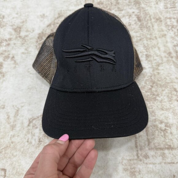 Sitka Hat Cap Snap Back Black Camo Mesh Trucker Mid Pro OSFA Hunting Mens - Picture 1 of 10